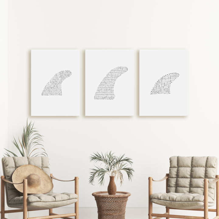 Surfboard Fin Studies - Set of 3  - Art Prints or Canvases - Jetty Home