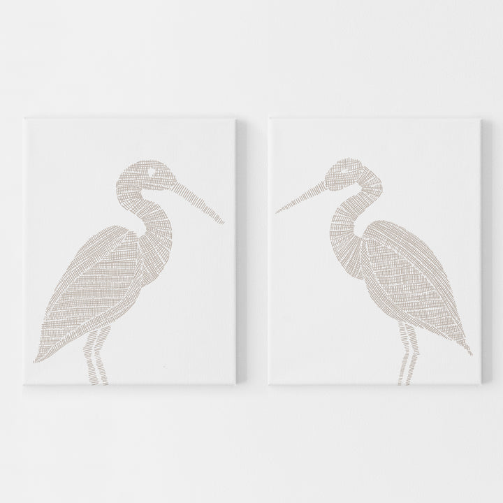 Woven Heron Diptych - Set of 2  - Art Prints or Canvases - Jetty Home