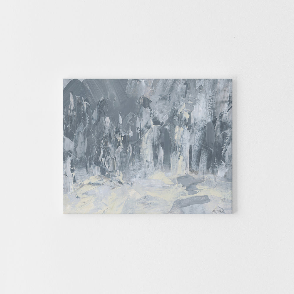 Minimalist Snowy Woods Painting Wall Art Print or Canvas - Jetty Home