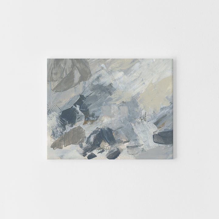 Abstract Modern Nordic Snow Scene Landscape Gray and Beige Wall Art Print or Canvas - Jetty Home