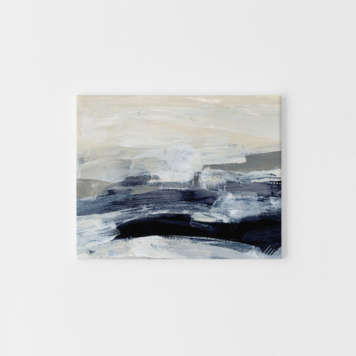 Dark Blue and Beige Modern Abstract Palette Knife Painting Wall Art Print or Canvas - Jetty Home