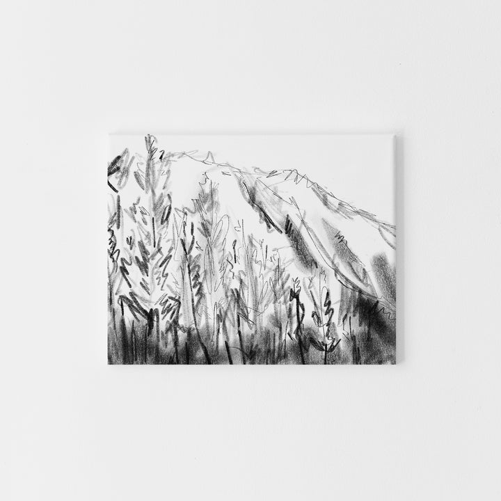 Black and White Mountain Landscape Illustration Wall Art Print or Canvas - Jetty Home