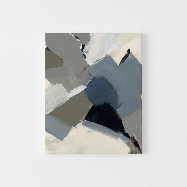 Abstract Modern Neutral Blue Beige Gray Painting Wall Art Print or Canvas - Jetty Home