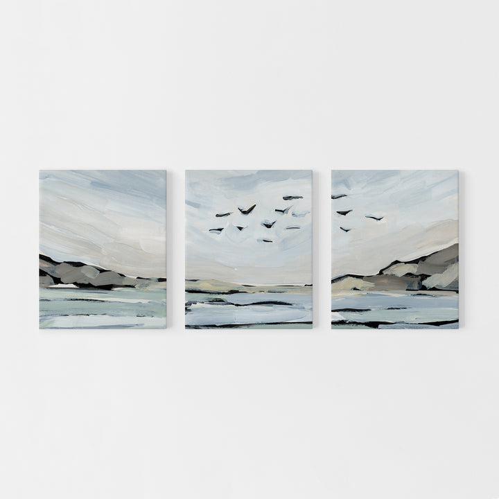 "Over Water" Coastal Ocean Painting - Set of 3 - Art Print or Canvas - Jetty Home