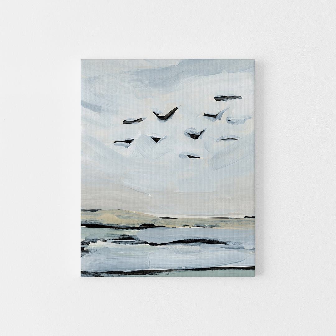"Gulls in the Wind" Coastal Ocean Painting - Art Print or Canvas - Jetty Home