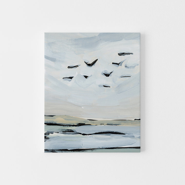"Gulls in the Wind" Coastal Ocean Painting - Art Print or Canvas - Jetty Home