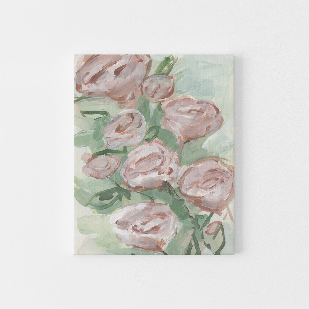 French Country Rose Art Modern Farmhouse Decor Floral Botanical Art Painting Print or Canvas