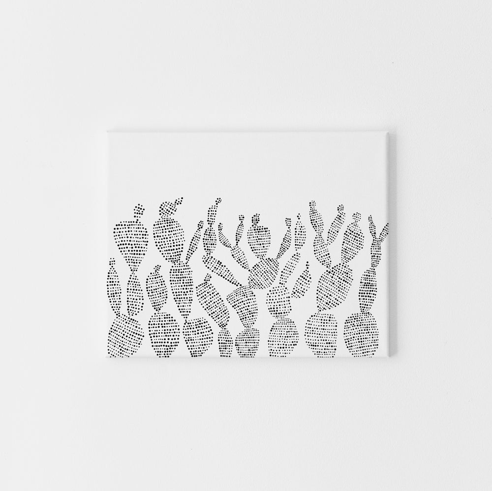Modern Prickly Pear Cactus Desert Minimalist Black and White Wall Art Print or Canvas - Jetty Home