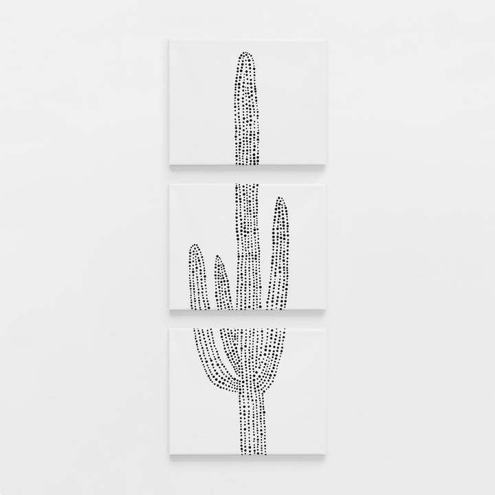 Modern Cacti Vertical Triptych Set of Three Wall Art Prints or Canvas - Jetty Home