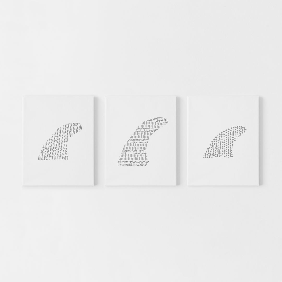"Surfboard Fin Studies" Modern Surfer Illustration  - Set of 3 - Art Print or Canvas - Jetty Home