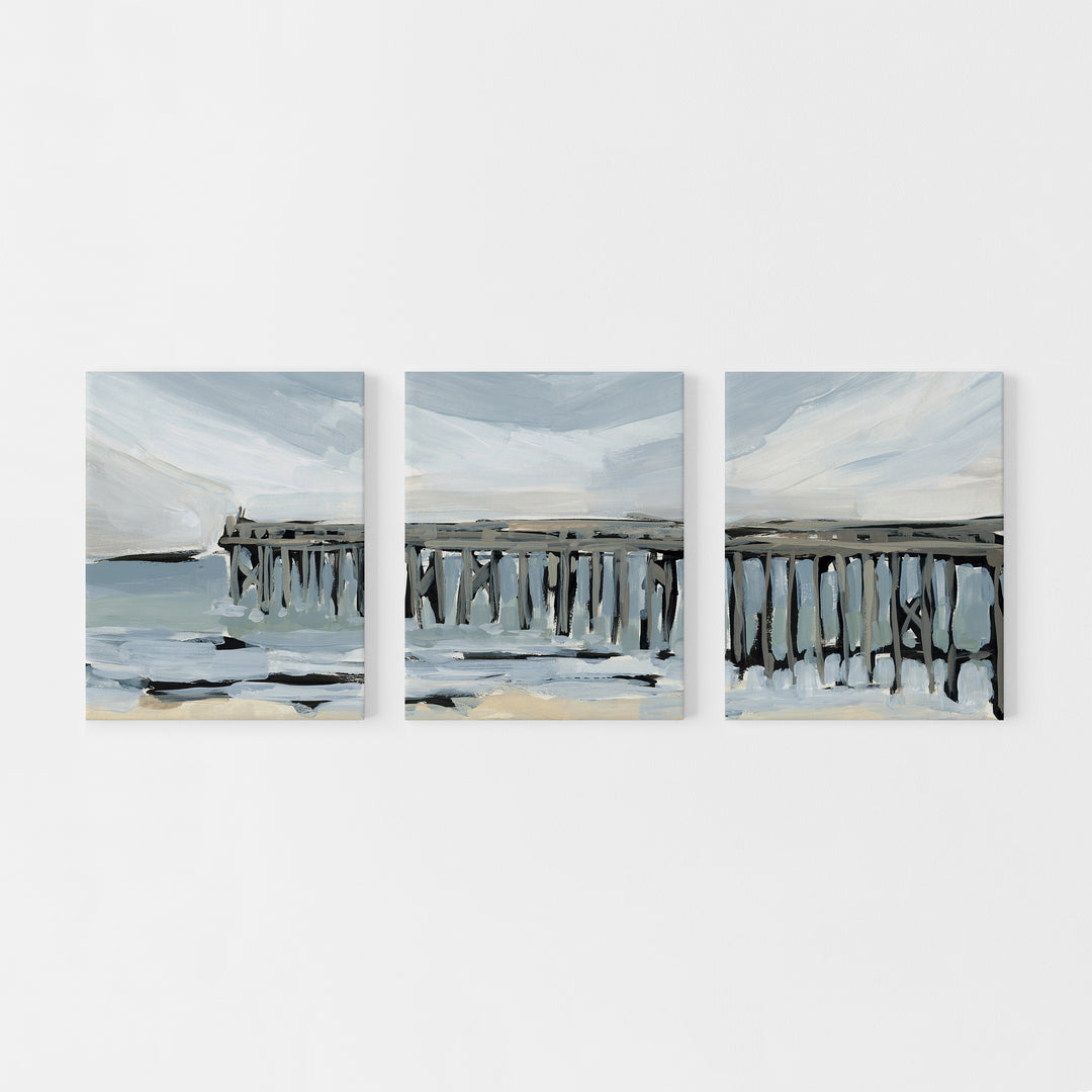 "A Coastal Pier" Painting - Set of 3 - Art Print or Canvas - Jetty Home