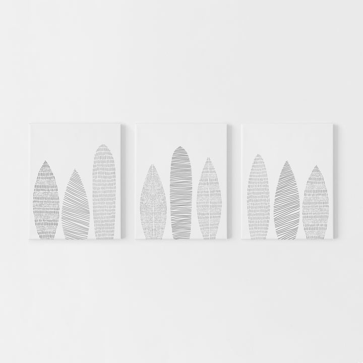 "Surfboard Collection" Minimalist Beach Illustration  - Set of 3 - Art Print or Canvas - Jetty Home