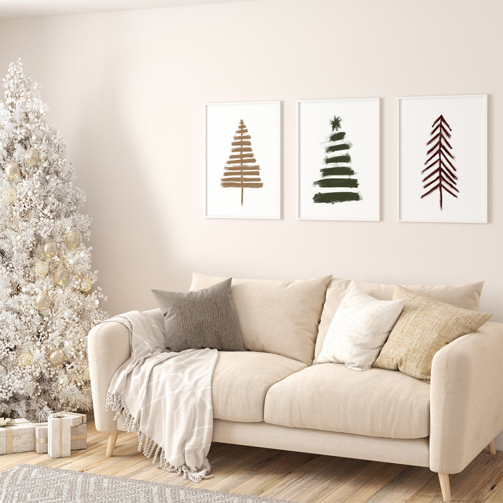 Nordic Christmas Tree Trio - Set of 3  - Art Prints or Canvases - Jetty Home
