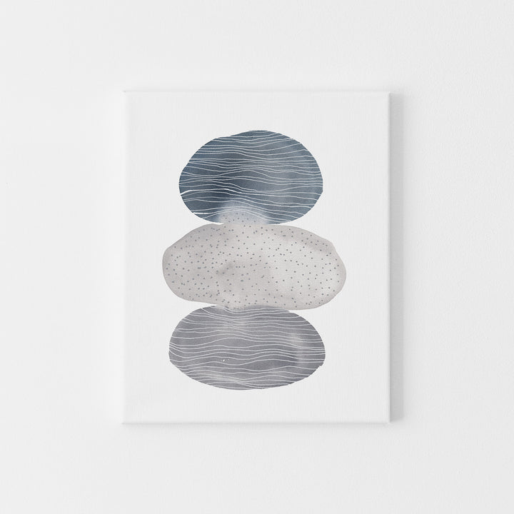 Neutral Gray Blue Watercolor Circle Modern Painting Wall Art Print or Canvas - Jetty Home