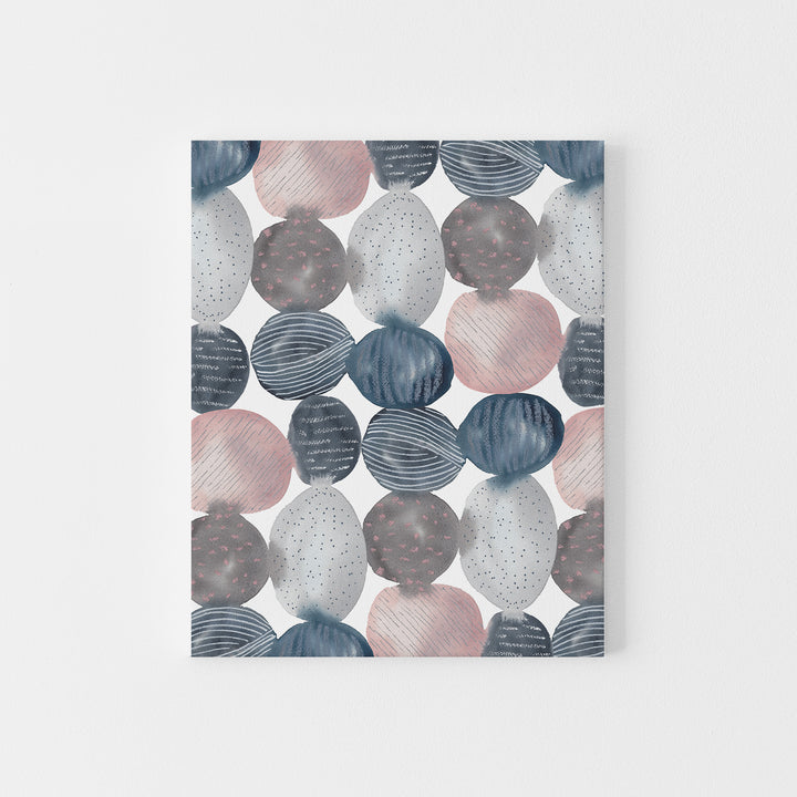 Modern Abstract Circles Blue Gray Pink Watercolor Wall Art Print or Canvas - Jetty Home
