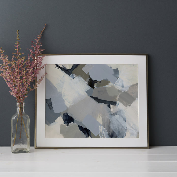 Abstract Winter Inspired Gray and Beige Wall Art Print or Canvas - Jetty Home