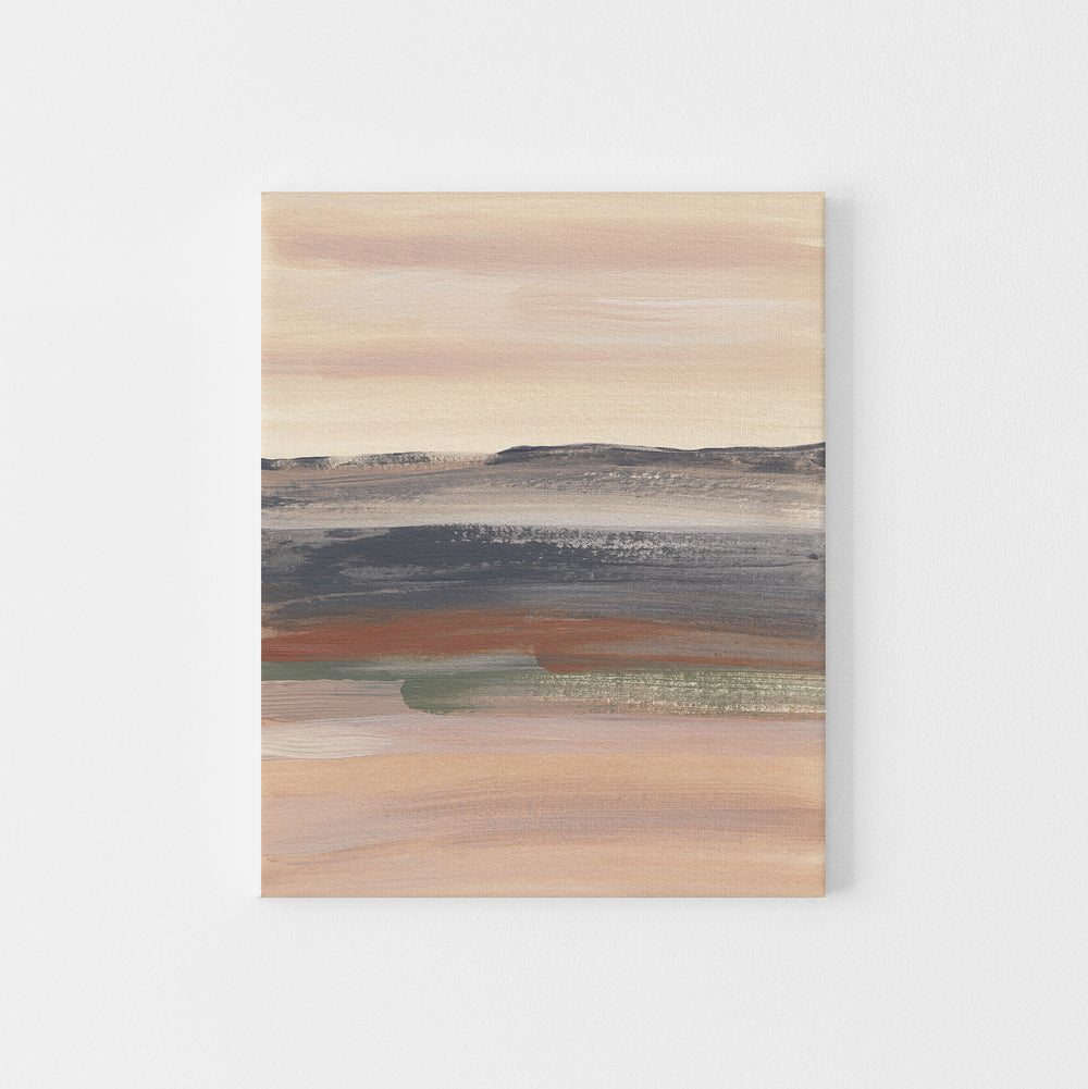 Abstract Desert Landscape Warm Neutral Beige Green Wall Art Print or Canvas - Jetty Home