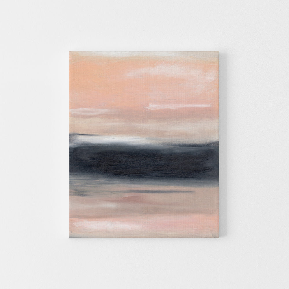 Large Modern Statement Piece Abstract Pink, Navy and Beige Wall Art Print or Canvas - Jetty Home