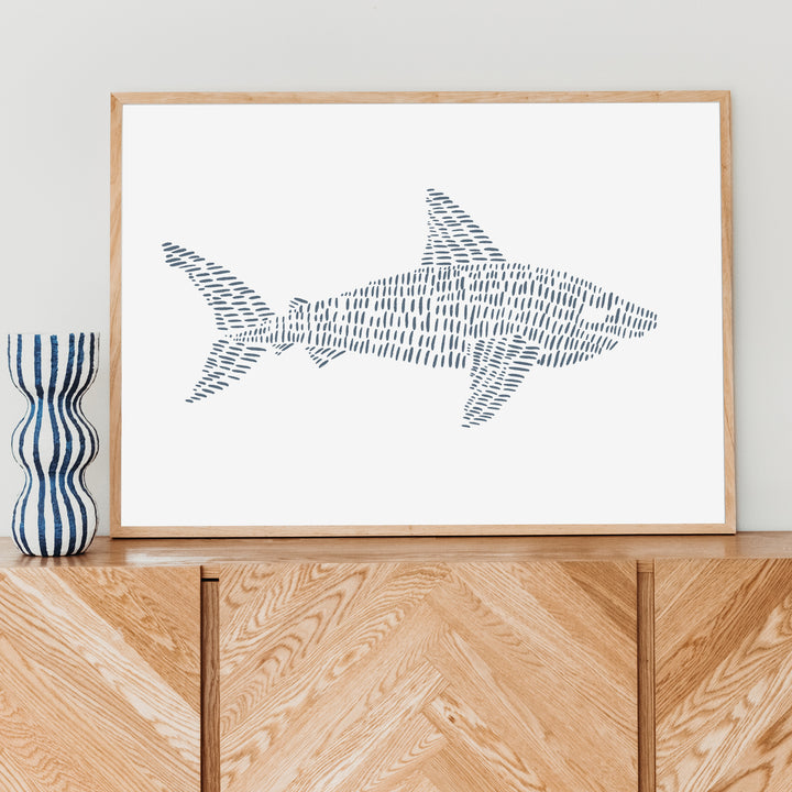 Great White Shark Illustration  - Art Print or Canvas - Jetty Home