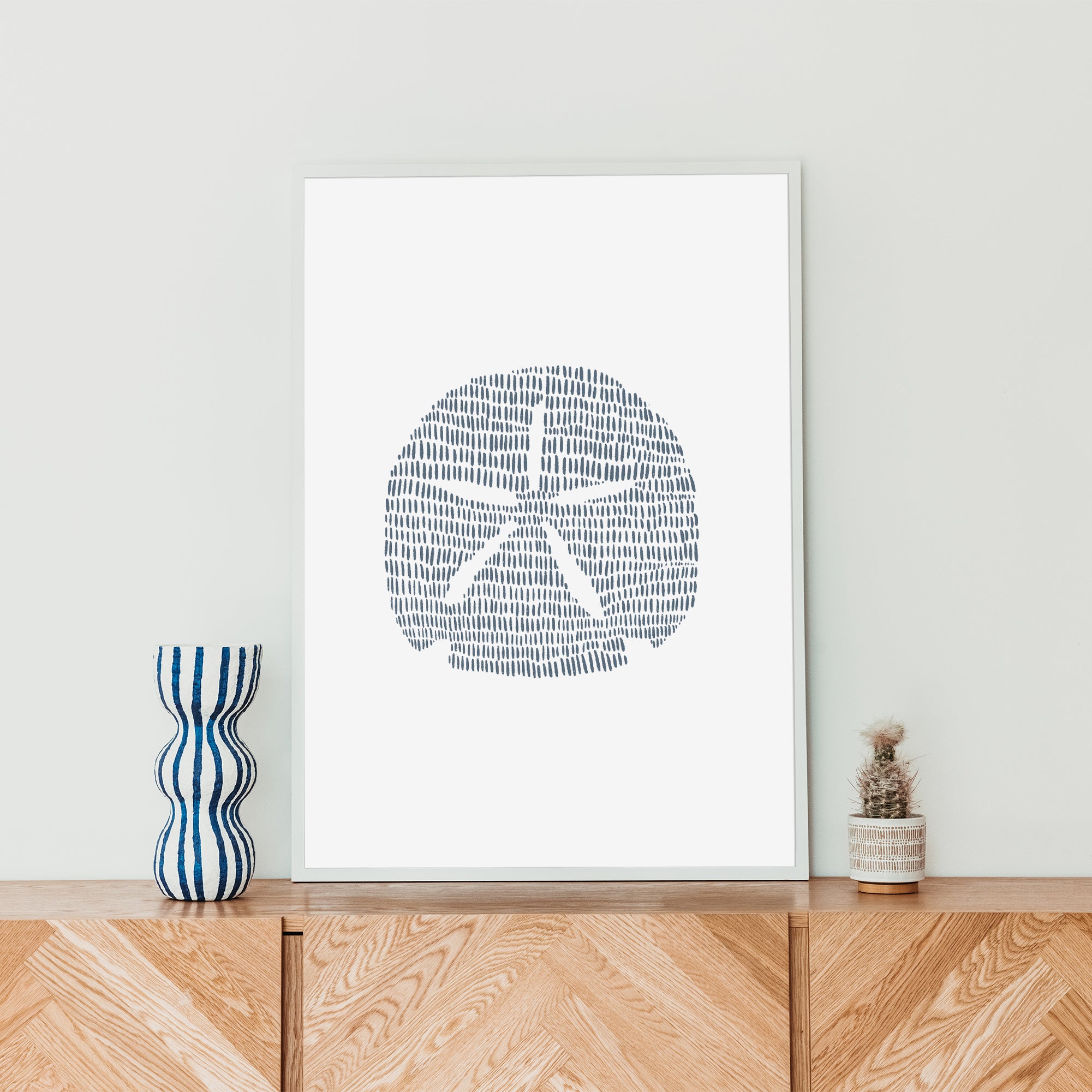 Minimalist Sand Dollar Natural Wood Canvas 18x24