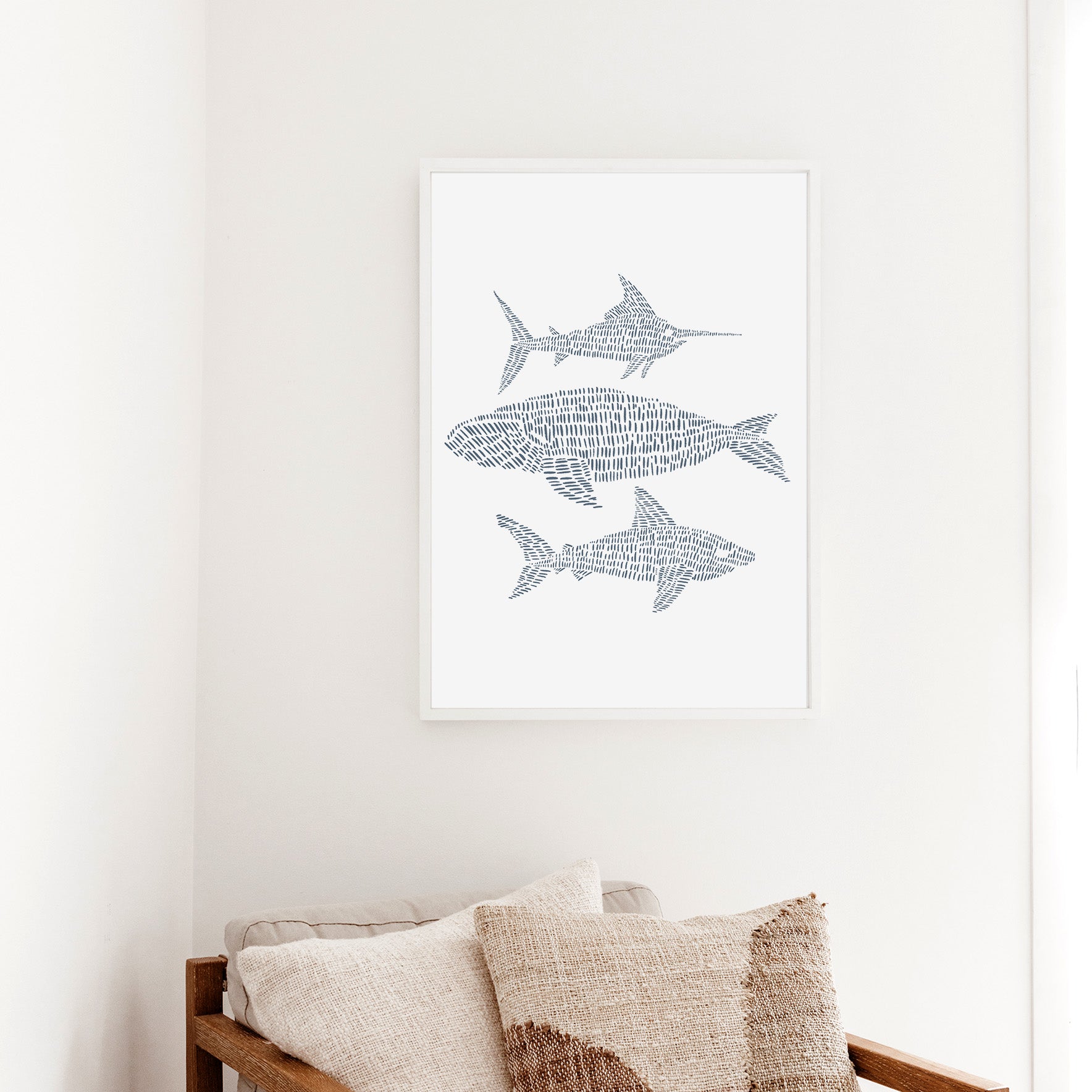 Swordfish, Right Whale & Great White Shark Illustration - Art Print or ...