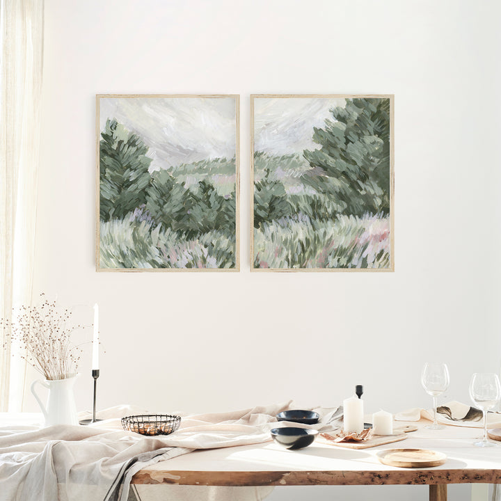 Countryside Views - English Country Landscape Painting by Jetty Home - Framed View Over Modern Farmhouse Table