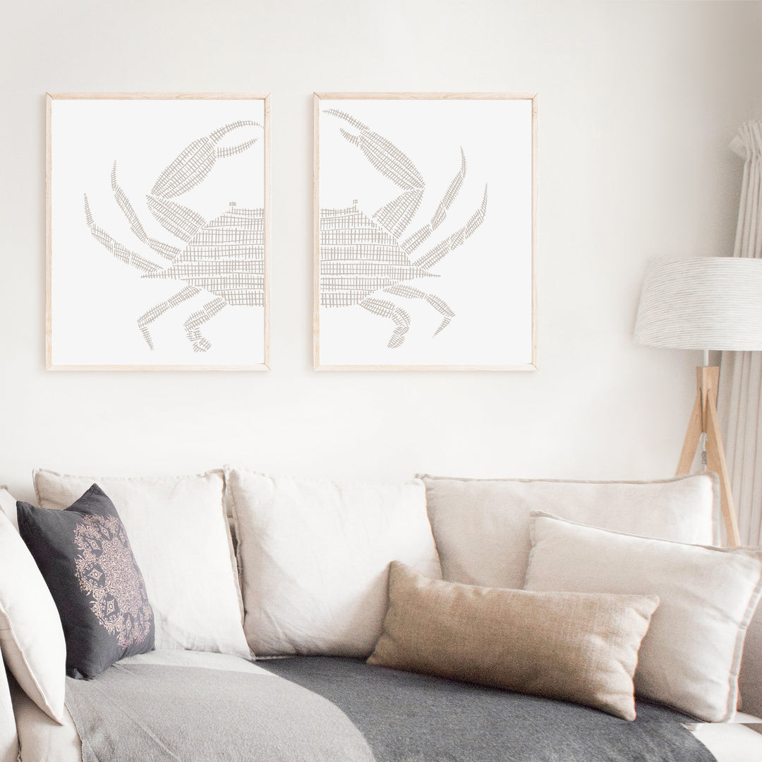 Woven Stone Crab Diptych - Set of 2  - Art Prints or Canvases - Jetty Home