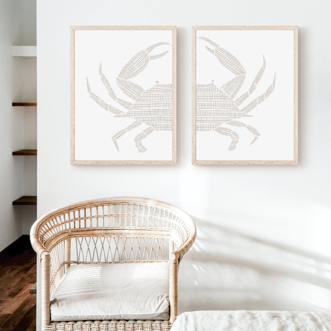 Woven Stone Crab Diptych - Set of 2  - Art Prints or Canvases - Jetty Home