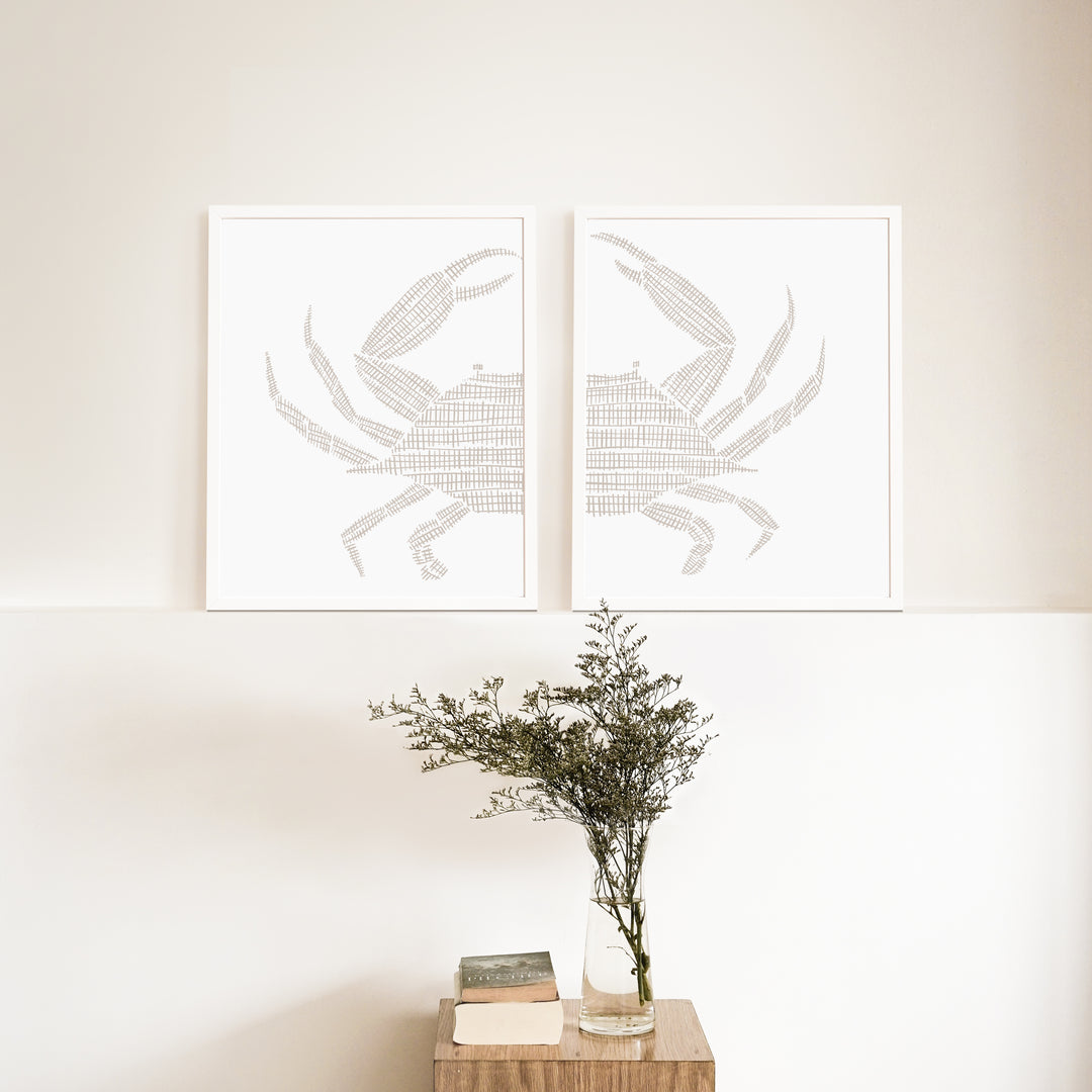 Woven Stone Crab Diptych - Set of 2  - Art Prints or Canvases - Jetty Home