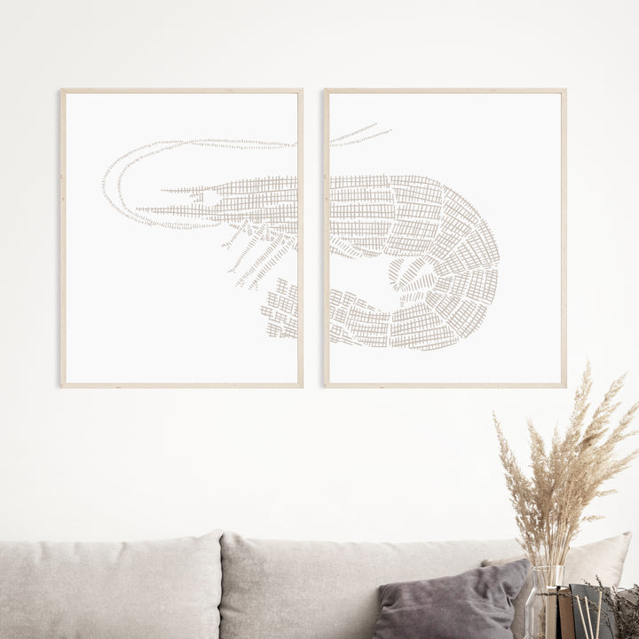 Woven Shrimp Diptych - Set of 2  - Art Prints or Canvases - Jetty Home