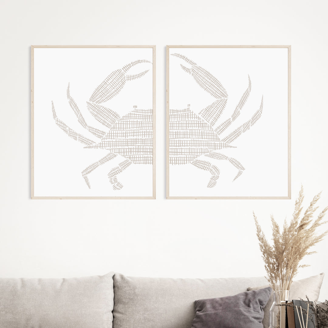 Woven Stone Crab Diptych - Set of 2  - Art Prints or Canvases - Jetty Home