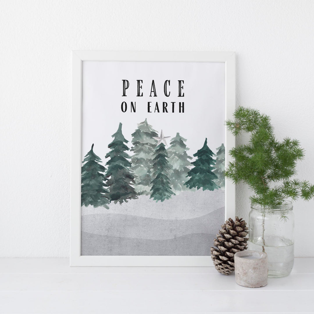 Peace on Earth Modern Minimalist Christmas Wall Art Print or Canvas - Jetty Home