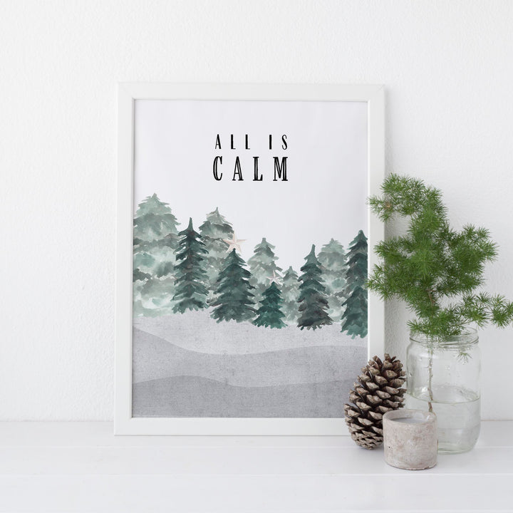 All is Calm Modern Minimalist Christmas Wall Art Print or Canvas - Jetty Home