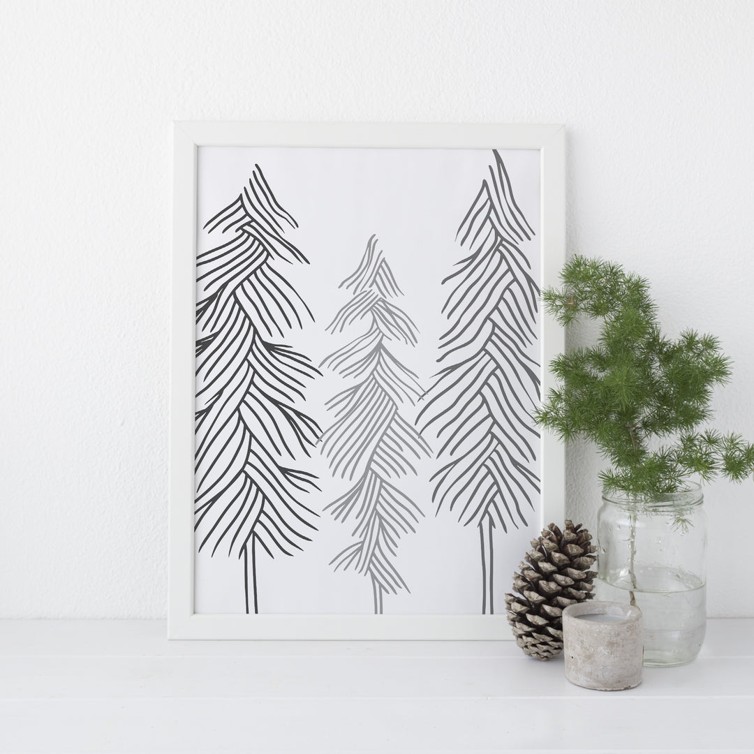Simple Pine Tree Evergreen Forest Wall Art Print or Canvas - Jetty Home