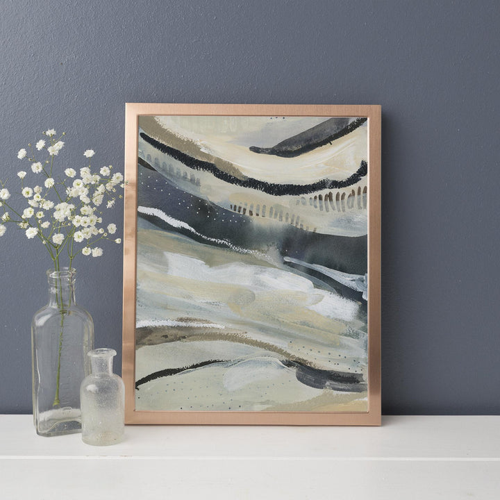 Neutral Navy Blue and Tan Modern Painting Wall Art Print or Canvas - Jetty Home