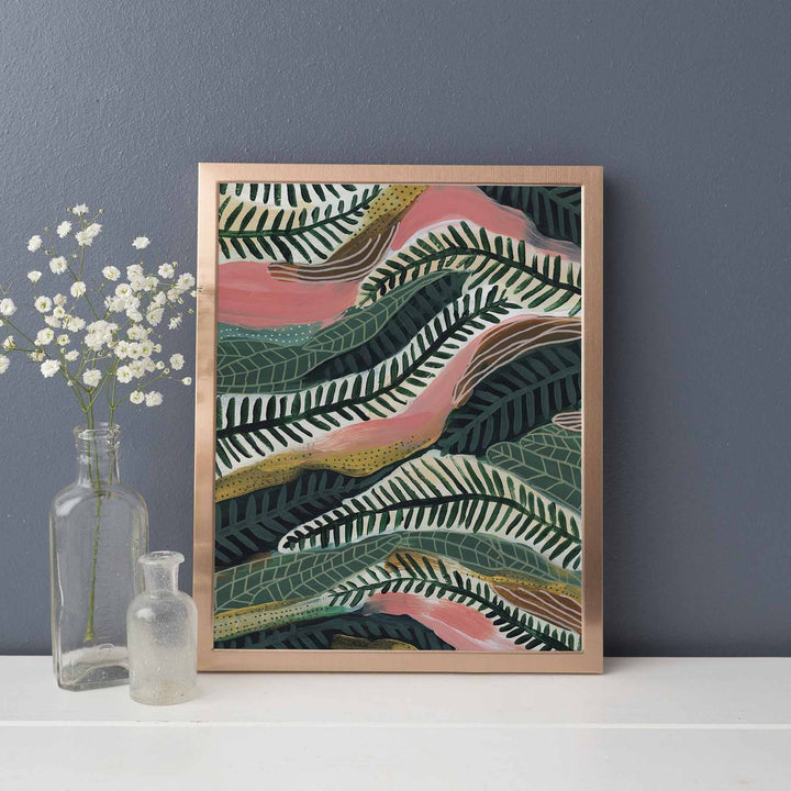 Modern Abstract Jungle Botanical Forest Painting Wall Art Print or Canvas - Jetty Home