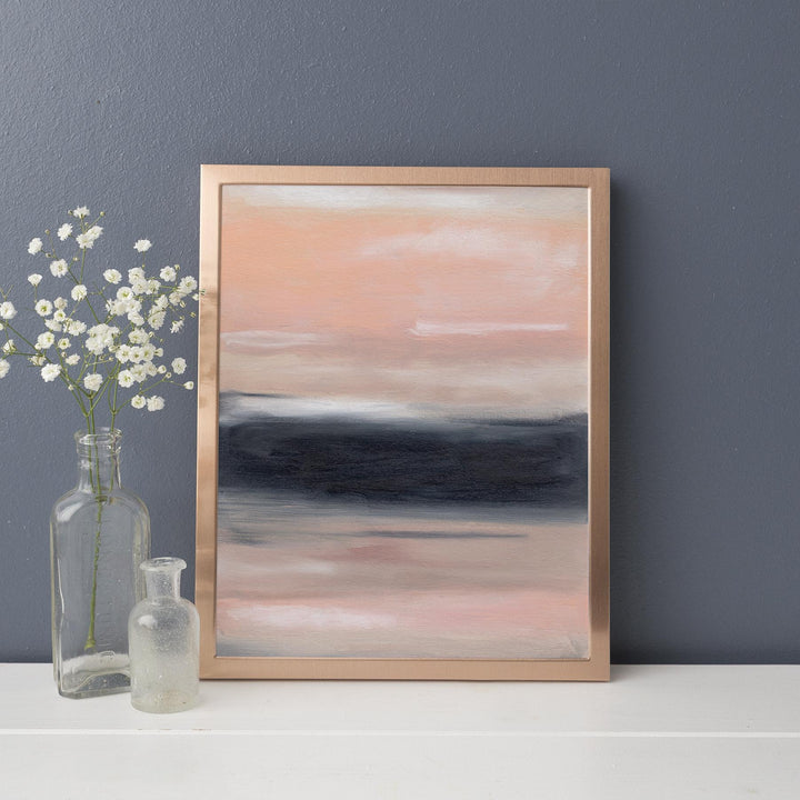 Large Modern Statement Piece Abstract Pink, Navy and Beige Wall Art Print or Canvas - Jetty Home