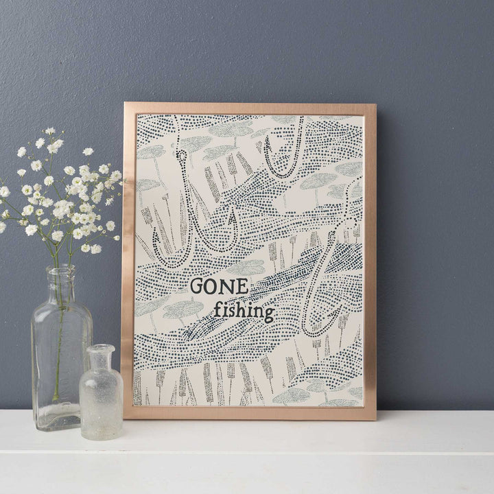 Gone Fishing Whimsical Lake Quote Wall Art Print or Canvas - Jetty Home