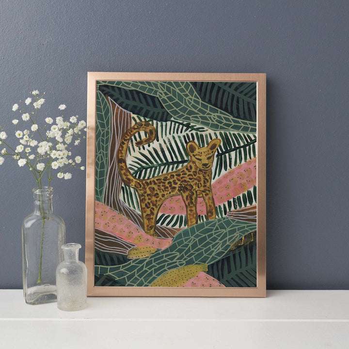 Leopard Jungle Tropical Botanical Painting Wall Art Print or Canvas - Jetty Home