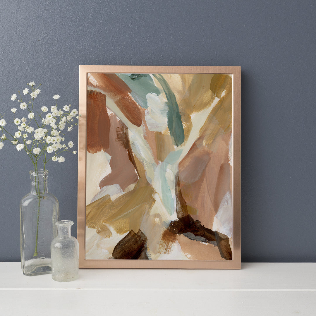 Abstract Terracotta and Dusty Rose Beige Painting Wall Art Print or Canvas - Jetty Home