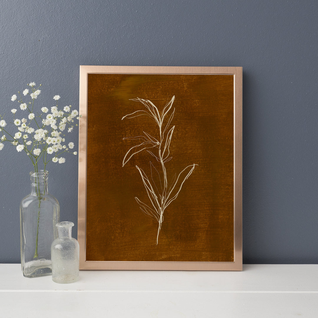 Warm Brown Winter Floral Botanical Painting Wall Art Print or Canvas - Jetty Home