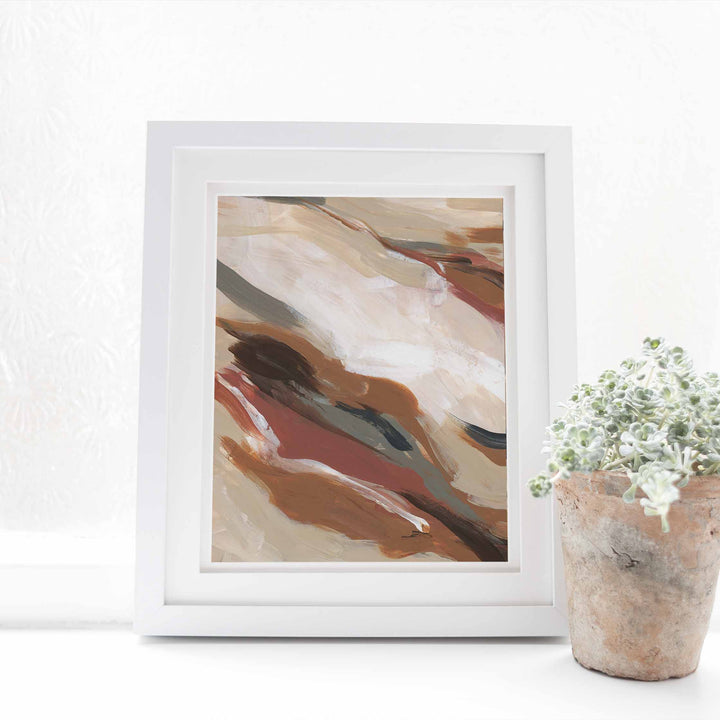 Terracotta Beige and Brown Modern Autumn Abstract Painting Wall Art Print or Canvas - Jetty Home