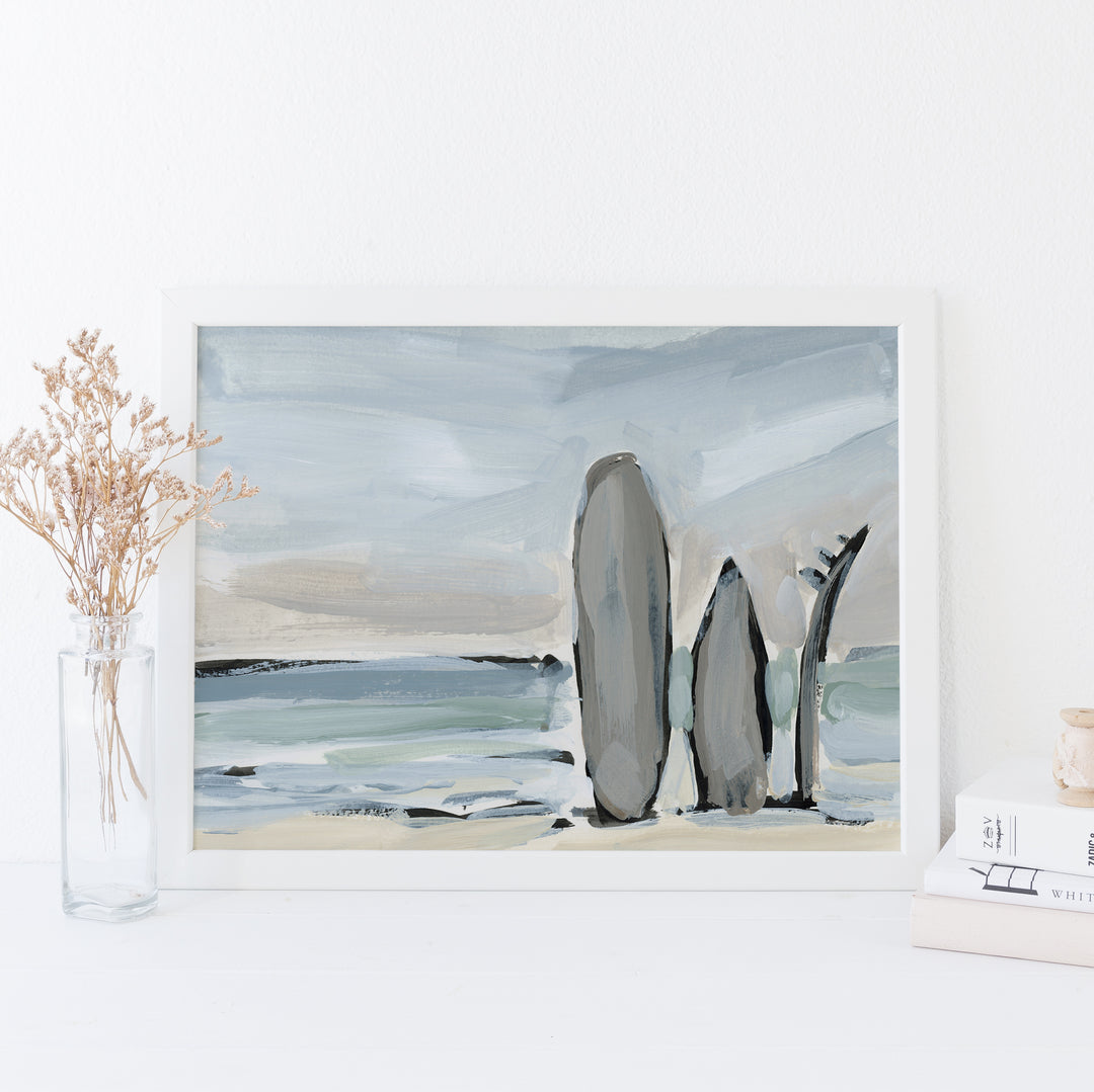 "Waiting for the Surf" Beach Painting - Art Print or Canvas - Jetty Home