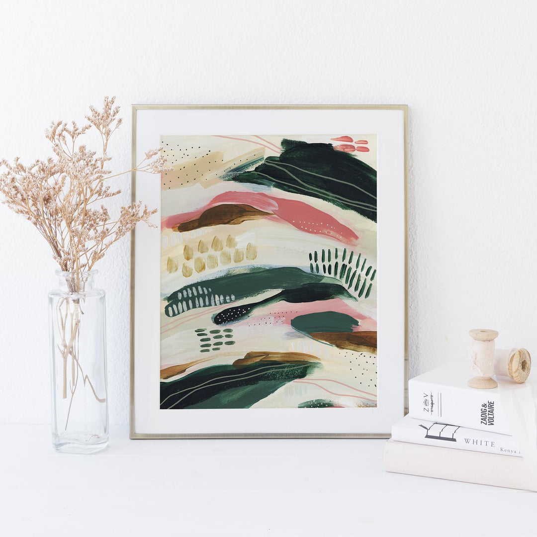 Contemporary Abstract Painting Bold Green and Beige Wall Art Print or Canvas - Jetty Home