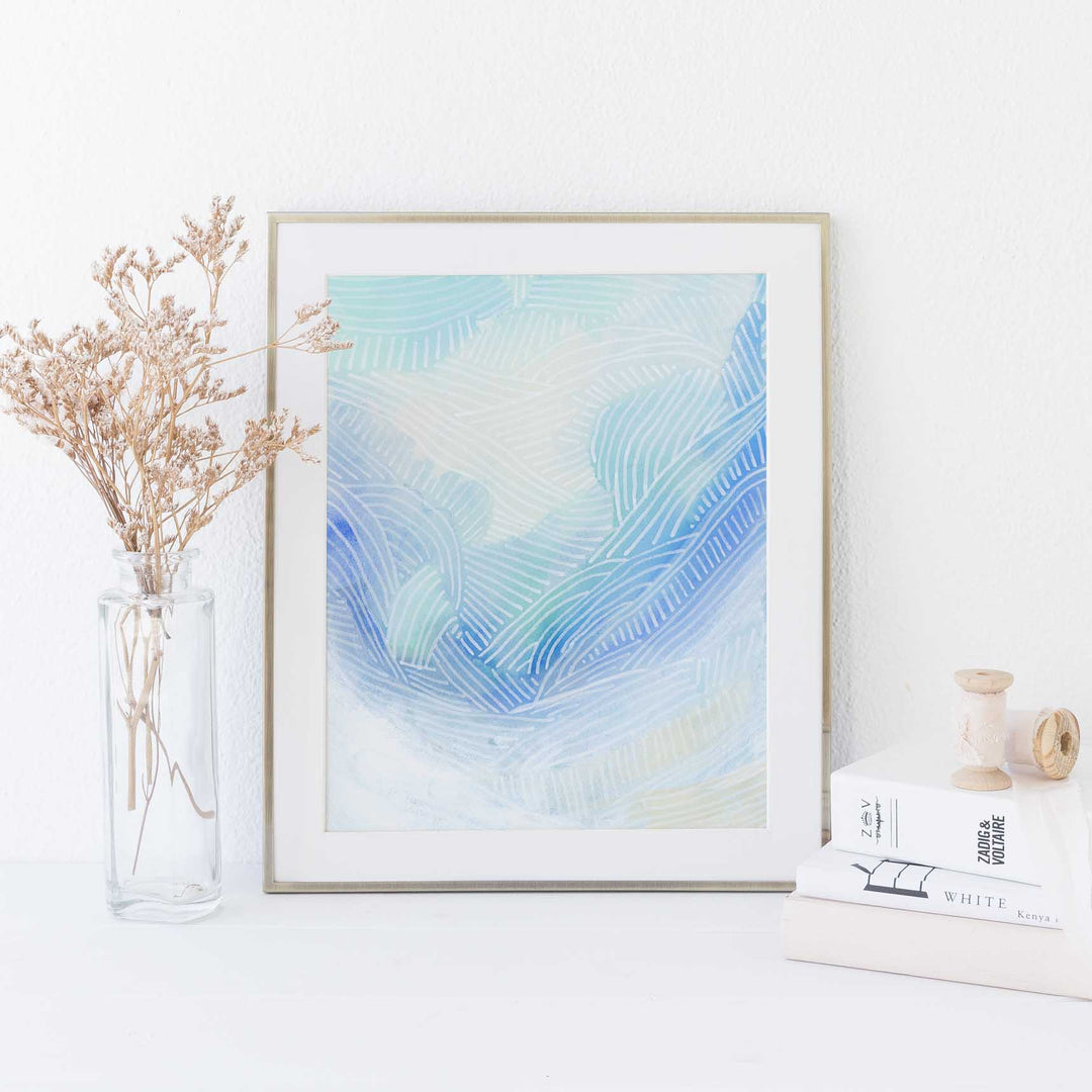 Ocean Watercolor Modern Painting Blue and Turquoise Wall Art Print or Canvas - Jetty Home