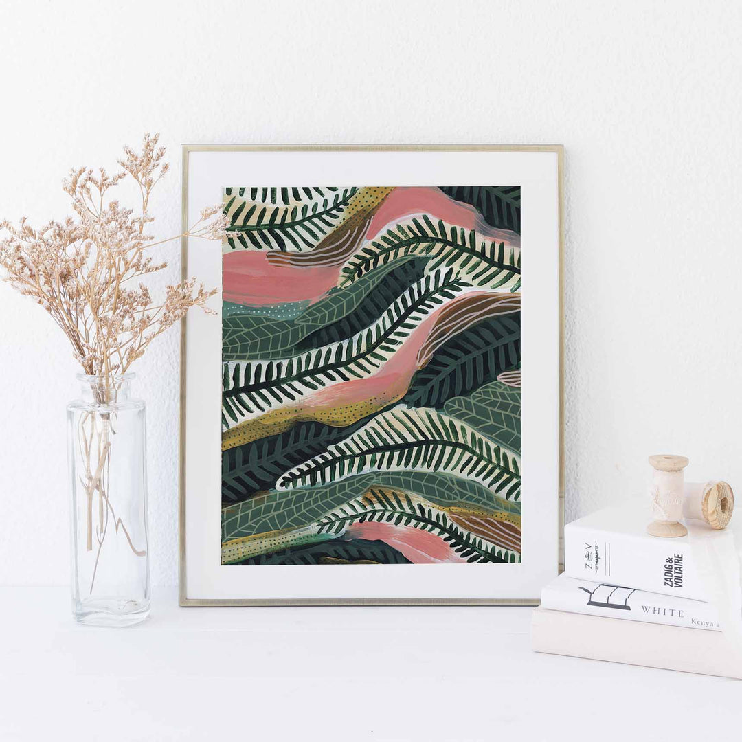 Modern Abstract Jungle Botanical Forest Painting Wall Art Print or Canvas - Jetty Home
