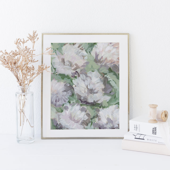 Rays of Blossoms - Floral Abstract Pastel Print or Canvas from Jetty Home - Framed View 3