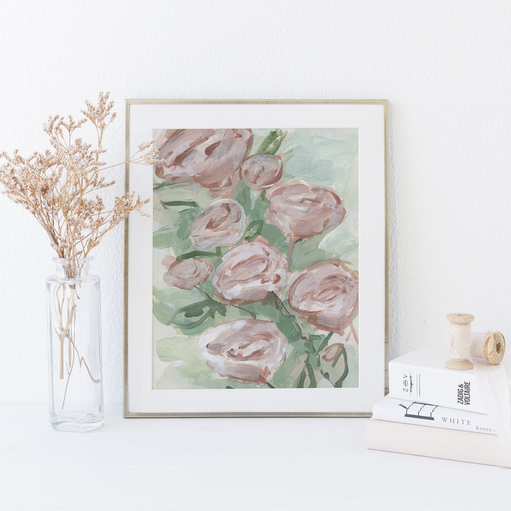 Rose Painting Modern Farmhouse French Country Decor Print or Canvas