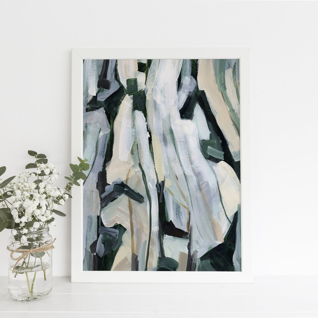 Abstract Forest Tall Trees Painting Neutral Wall Art Print or Canvas - Jetty Home