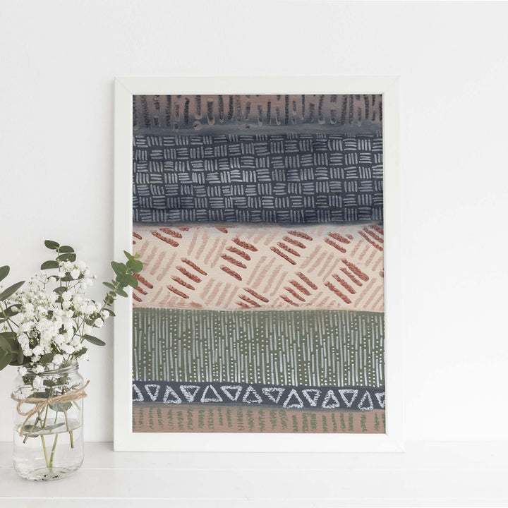 Earth Tones Modern Tribal Southwestern Pattern Wall Art Print or Canvas - Jetty Home